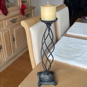 ELEMENTS Elegant Black wrought iron tall Candle Holder with candle